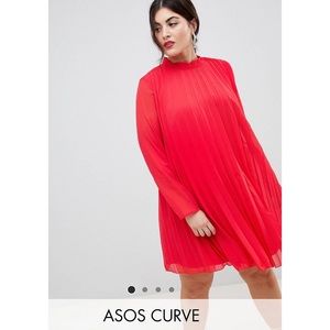 ASOS CURVE pleated trapeze mini dress